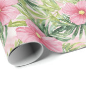 Tropical Pink Flowers Vrijgezellenfeest Cadeaupapier (Rol Hoek)