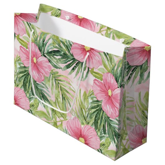 Tropical Pink Flowers Vrijgezellenfeest Groot Cadeauzakje (Voorkant Gekanteld)