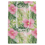 Tropical Pink Flowers Vrijgezellenfeest Medium Cadeauzakje (Achterkant)