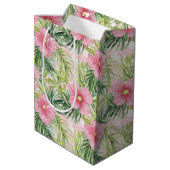 Tropical Pink Flowers Vrijgezellenfeest Medium Cadeauzakje (Achterkant Gekanteld)