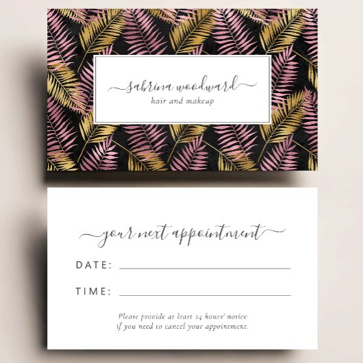 Tropical Pink Gold Dark Foliage Appointment Visitekaartje