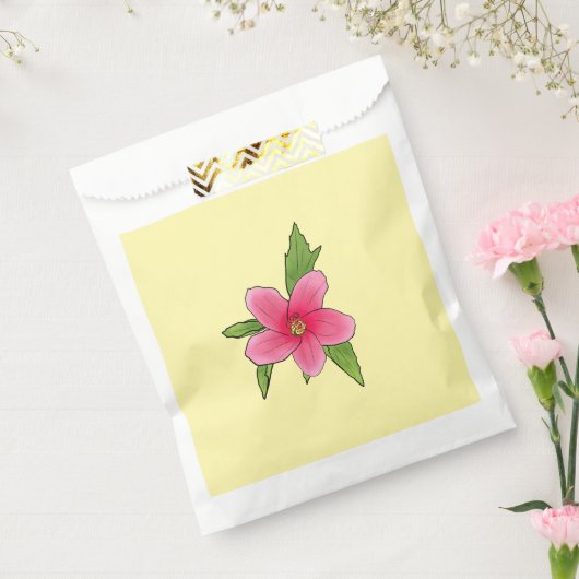 Tropical Pink Hibiscus Birthday Party Favor Bags Bedankzakje (Gezegeld)