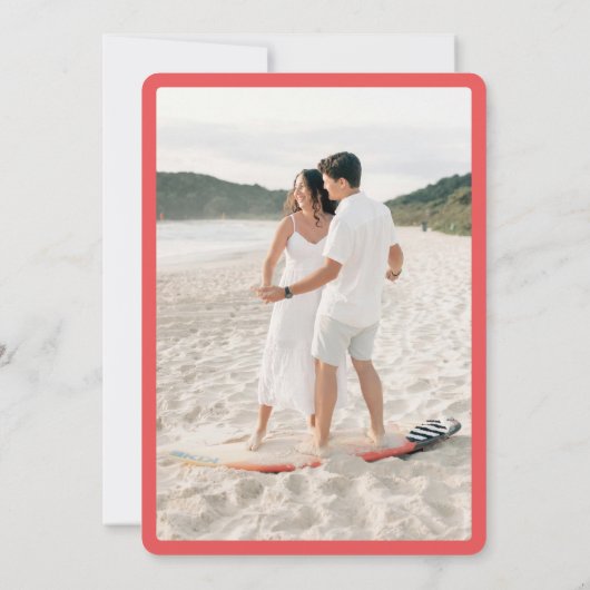 Tropical Pink Hibiscus Double Sided Photo Wedding Save The Date (Achterkant)