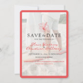 Tropical Pink Hibiscus Double Sided Photo Wedding Save The Date (Voorkant)