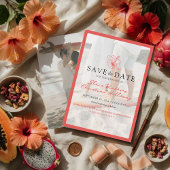 Tropical Pink Hibiscus Double Sided Photo Wedding Save The Date