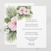Tropical Pink Hibiscus Floral Wedding Kaart (Voorkant / Achterkant)