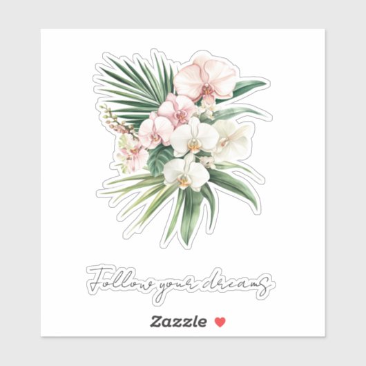 Tropical Pink Orchid Flowers Sticker (Vel)