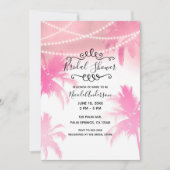 Tropical Pink Palm Trees & Lights Vrijgezellenfees Kaart (Voorkant)