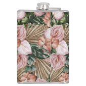 Tropical Pink Peache bloemblaadjes oerwoud Heupfles (Achterkant)