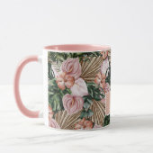 Tropical Pink Peache bloemblaadjes oerwoud Mok (Links)