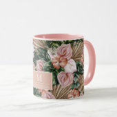 Tropical Pink Peache bloemblaadjes oerwoud Mok (Voorkant rechts)