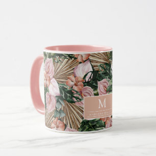 Tropical Pink Peache bloemblaadjes oerwoud Mok