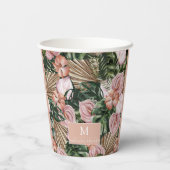 Tropical Pink Peache bloemblaadjes oerwoud Papieren Bekers (Achterkant)