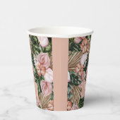 Tropical Pink Peache bloemblaadjes oerwoud Papieren Bekers (Rechts)