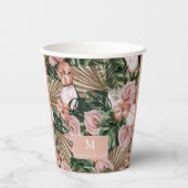 Tropical Pink Peache bloemblaadjes oerwoud Papieren Bekers (Voorkant)