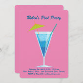 Tropical Pink Pool Party uitnodiging (Voorkant / Achterkant)