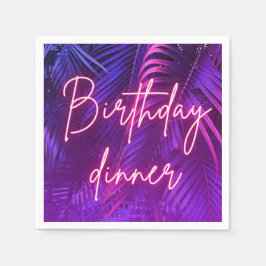 Tropical Pink Purple Palm Leaf Birthday Dinner  Servet