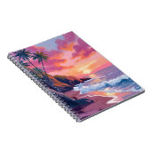 Tropical Pink Sunset Ocean Watercolor Notitieboek (Rechterzijde)