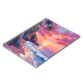 Tropical Pink Sunset Ocean Watercolor Notitieboek (Linkerzijde)
