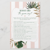 Tropical pink Wat zei de bruidegom vrijgezellenfee (Voorkant)