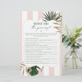 Tropical pink Wat zei de bruidegom vrijgezellenfee (Staand voorkant)