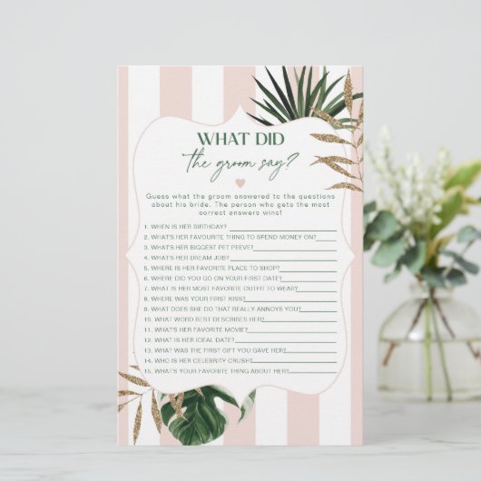 Tropical pink Wat zei de bruidegom vrijgezellenfee (Staand voorkant)