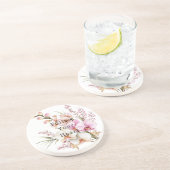 Tropical Pink White Orchid Flowers Zandsteen Onderzetter (Zijkant)