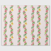 Tropical Pink Yellow Hibiscus Flowers Birthday Cadeaupapier (Vlak)