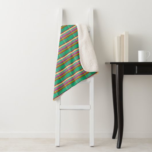 Tropical Plaid FAITT Sherpa Deken (In situ)