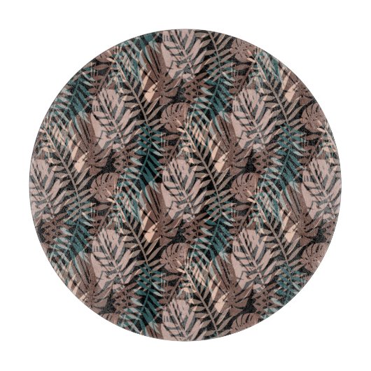 Tropical plants, jungle, tropics , beige ,leaves  snijplank (Voorkant)