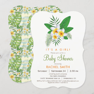 Tropical Plumeria Baby shower Invitation Kaart