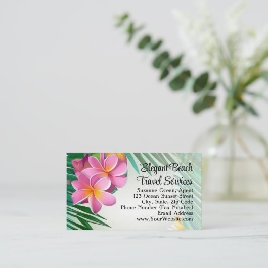 Tropical Plumeria Flower Spa Beach Travel Visitekaartje (Staand voorkant)