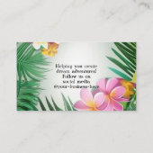 Tropical Plumeria Flower Spa Beach Travel Visitekaartje (Achterkant)