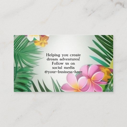 Tropical Plumeria Flower Spa Beach Travel Visitekaartje (Achterkant)