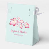 Tropical Plumeria Roze Waterverf Bruiloft Bedankdoosjes (Achterkant)