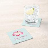 Tropical Plumeria Roze Waterverf Bruiloft Kartonnen Onderzetters (Insitu)