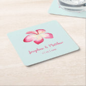 Tropical Plumeria Roze Waterverf Bruiloft Kartonnen Onderzetters (Schuin)