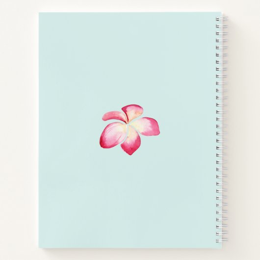 Tropical Plumeria Roze Waterverf Bruiloft Notitieboek (Achterkant)