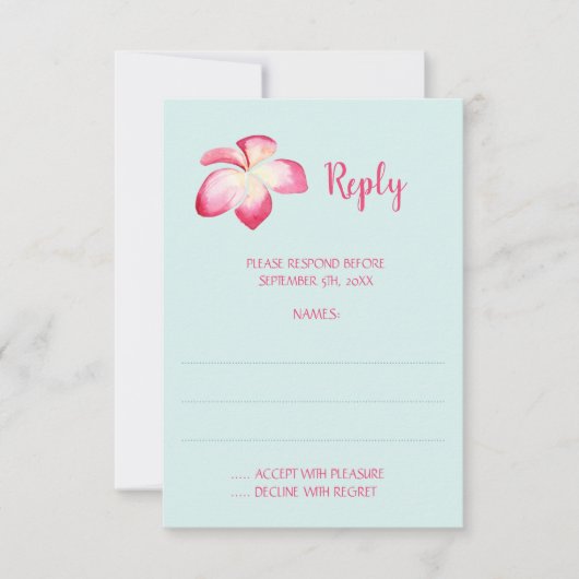 Tropical Plumeria Wedding Reply Kaarten RSVP Kaartje (Voorkant)