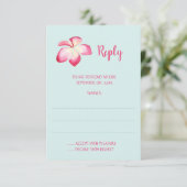 Tropical Plumeria Wedding Reply Kaarten RSVP Kaartje (Staand voorkant)