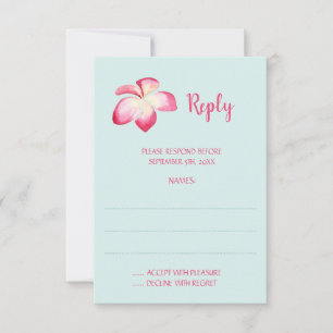 Tropical Plumeria Wedding Reply Kaarten RSVP Kaartje