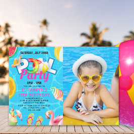Tropical Pool Bash for Girl – Birthday Girl Photo Kaart