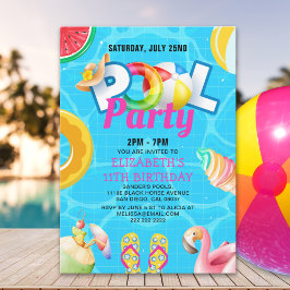Tropical Pool Bash for Girl – Summer Birthday Girl Kaart