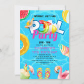 Tropical Pool Bash for Girl – Summer Birthday Girl Kaart (Voorkant)