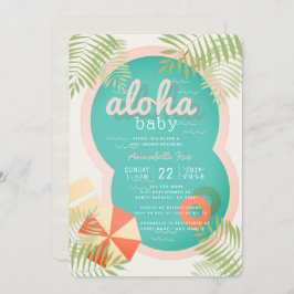 Tropical Pool Beige Aloha Baby shower Uitnodiging