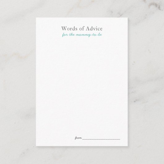 Tropical Pool Party Aloha Baby shower Advies Kaart (Achterkant)