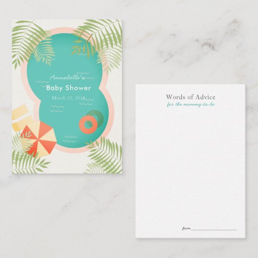 Tropical Pool Party Aloha Baby shower Advies Kaart (Voorkant / Achterkant)