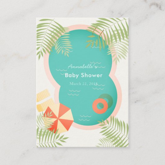 Tropical Pool Party Aloha Baby shower Advies Kaart (Voorkant)