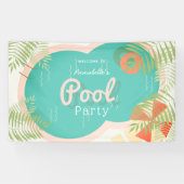 Tropical Pool Party Baby shower of Verjaardag Spandoek (Horizontaal)
