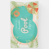 Tropical Pool Party Baby shower of Verjaardag Spandoek (Verticaal)